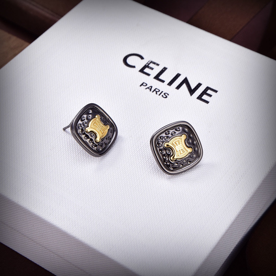 18K Celine Black Gold Earrings